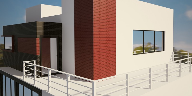 Modern private house exterior 3d
